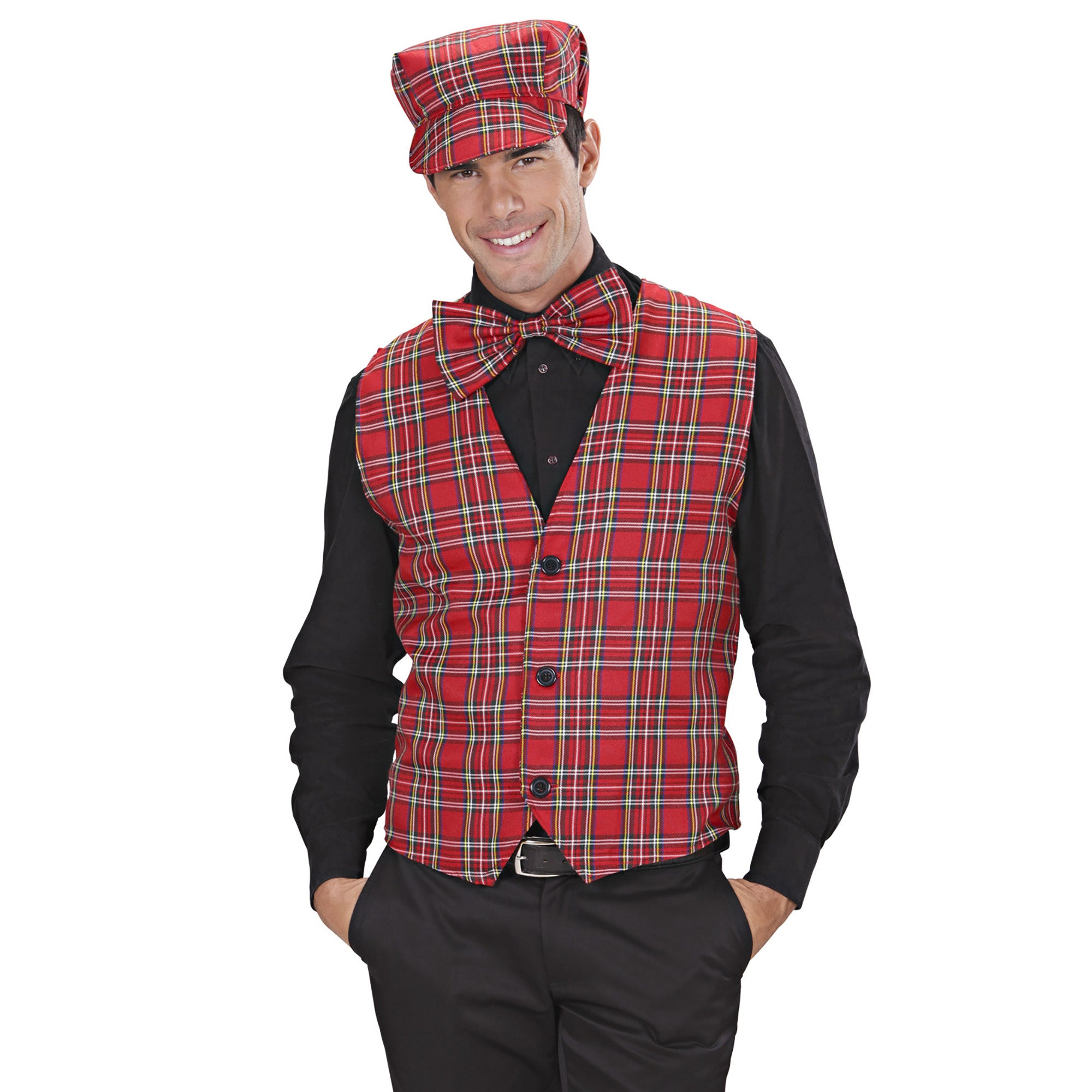 Carnavalskleding: Tartan-motief vestjes