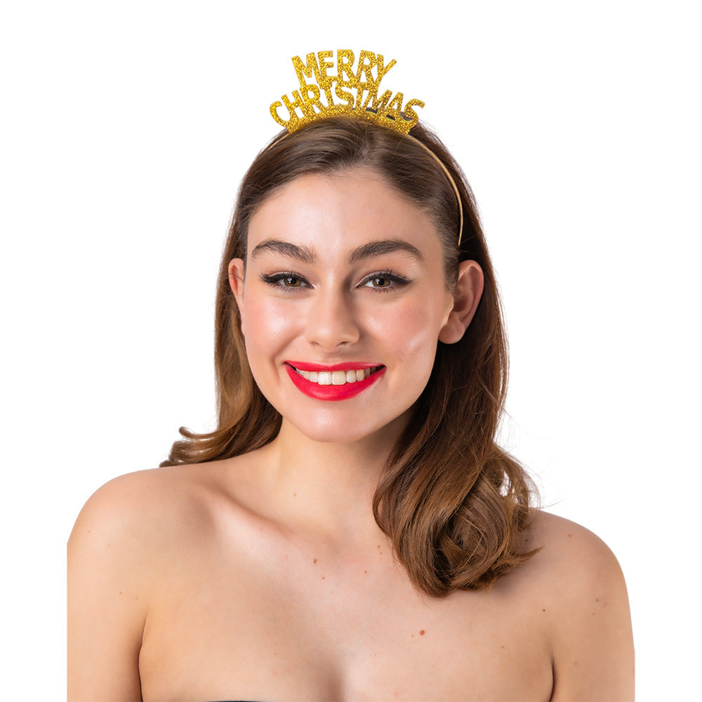 Mooi diadeem met gouden merry christmas