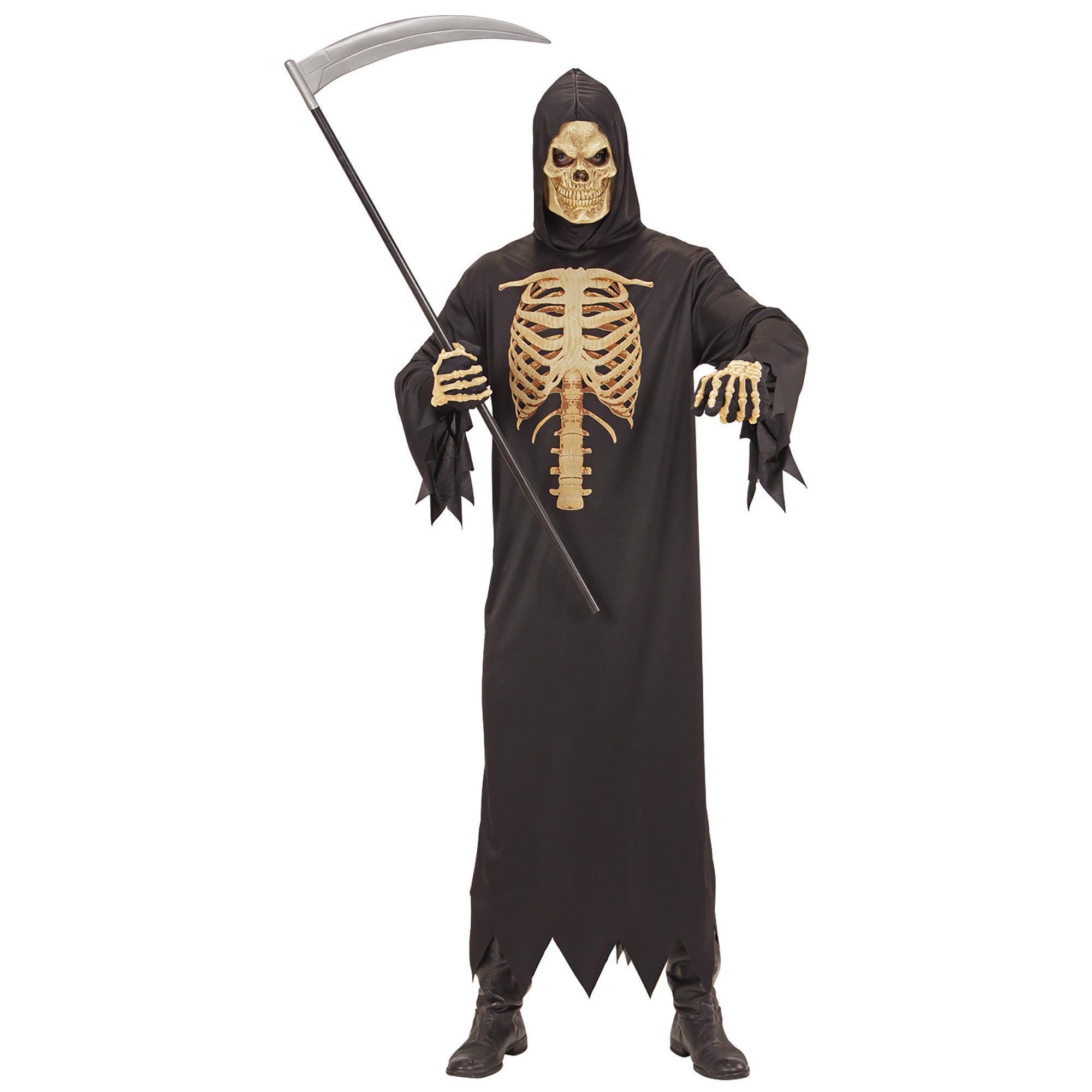 Widmann - Beul & Magere Hein Kostuum - Realistische Borstkas Reaper - Man - zwart - Medium - Carnavalskleding - Verkleedkleding