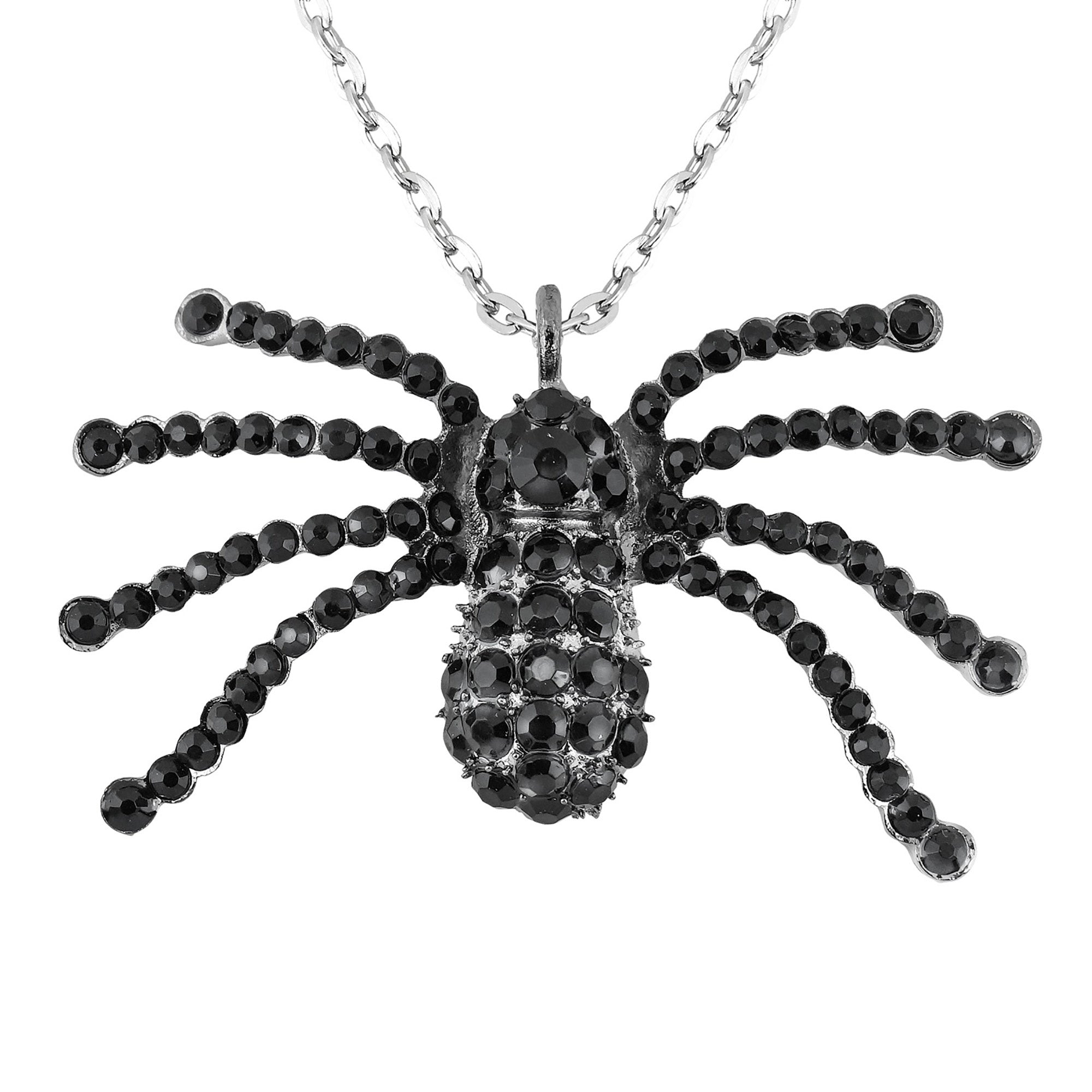 WIDMANN - Spin halsketting zwart met strass voor volwassenen Halloween - Accessoires > Sieraden