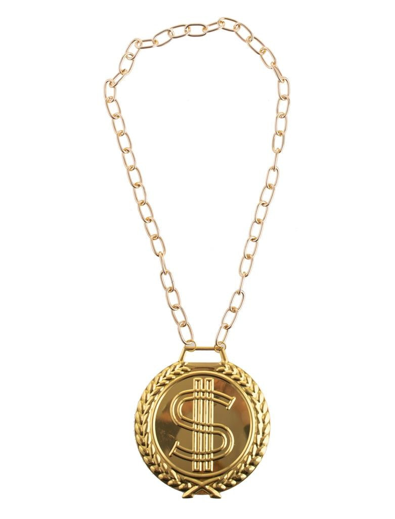 Bling Dollar ketting plastic goud