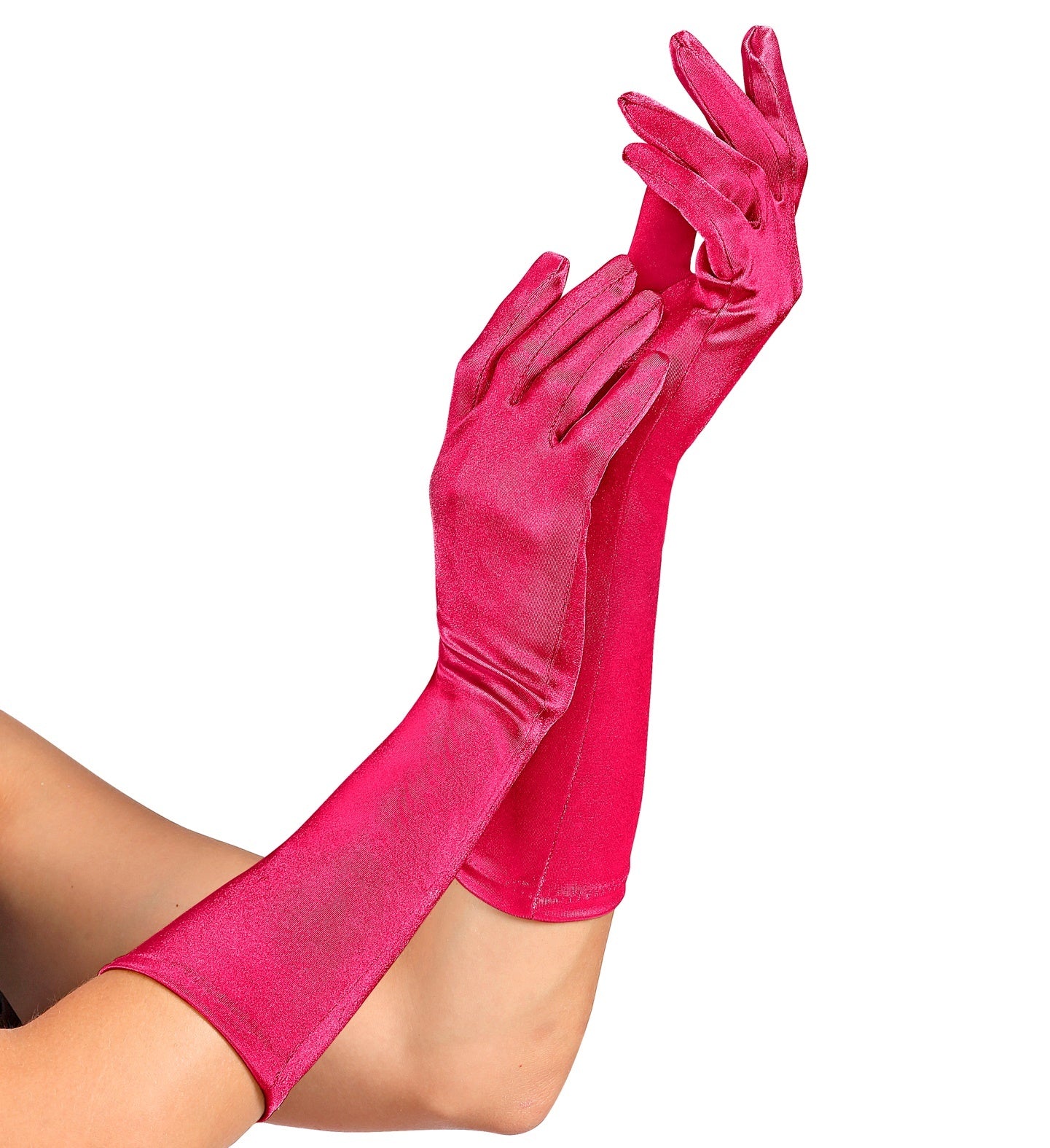 Satijnen handschoenen elastisch roze