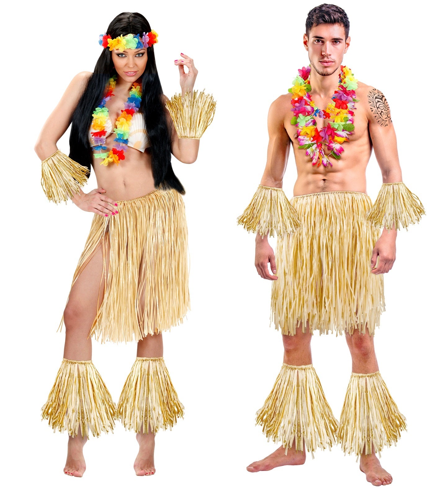 Carnavalsartikelen: Zulu set Hawaiiaans-S/XL