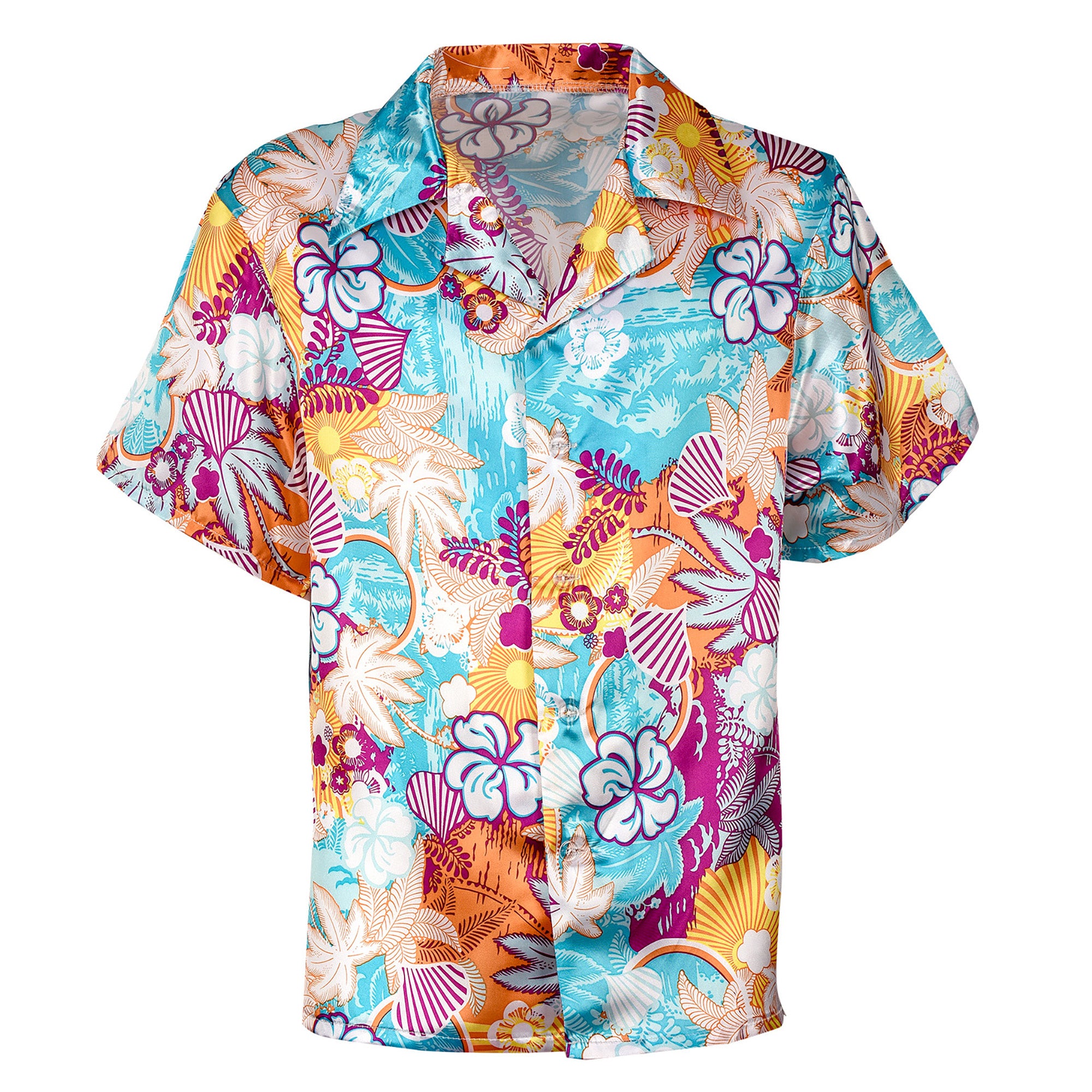 Widmann - Hawaii & Carribean & Tropisch Kostuum - Hawaii Shirt Koele Magnum Man - multicolor - Small - Carnavalskleding - Verkleedkleding