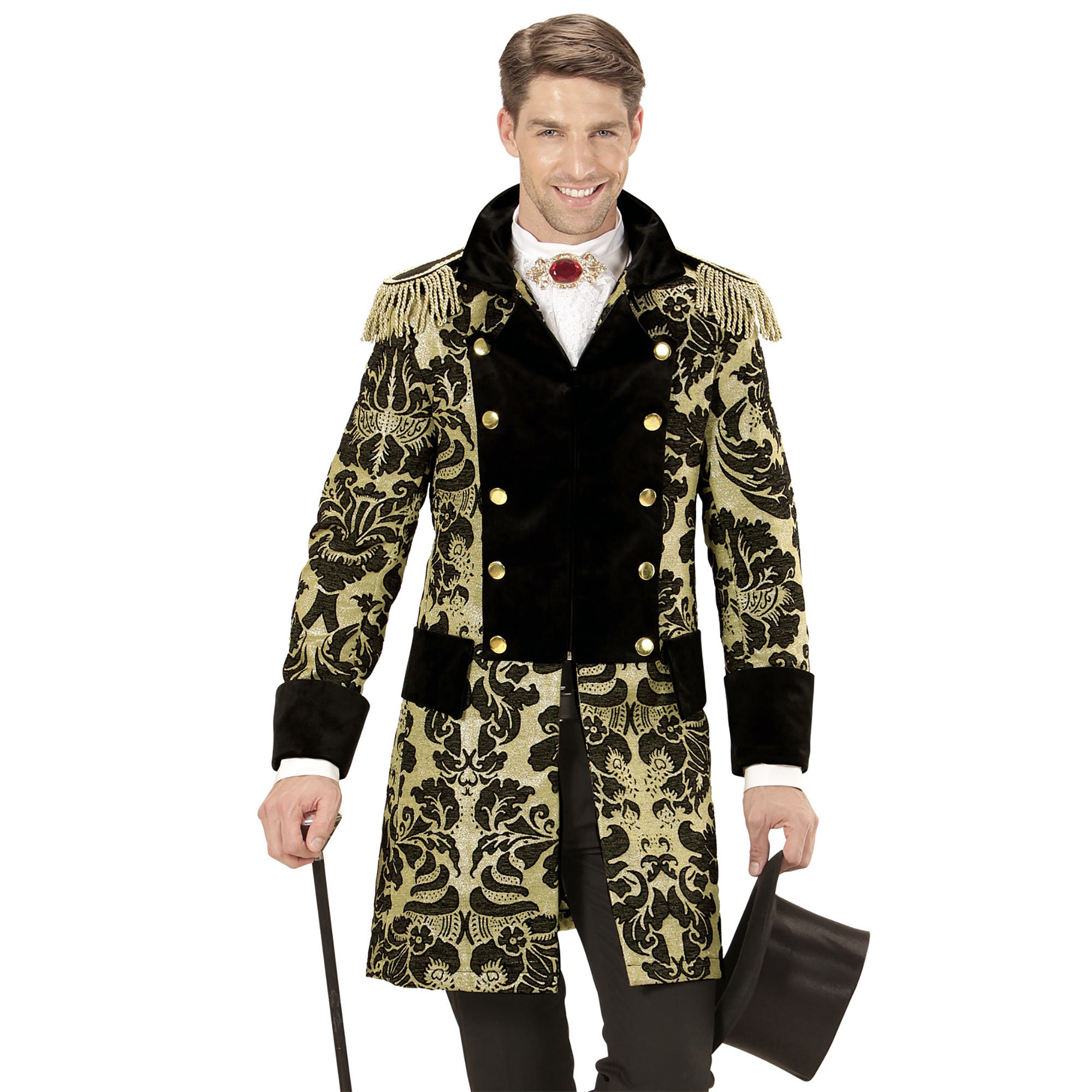 Widmann - Middeleeuwen & Renaissance Kostuum - Royale Paradejas Goud Man - Zwart, Goud - Large - Halloween - Verkleedkleding