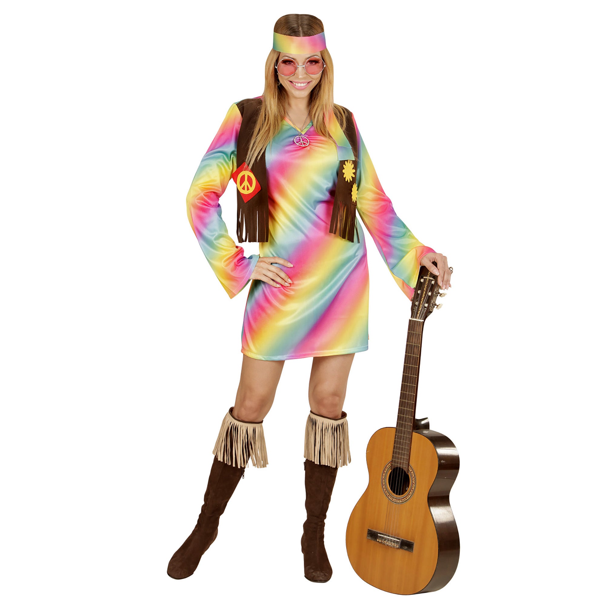 Veelkleurige hippie outfit voor vrouwen - Verkleedkleding