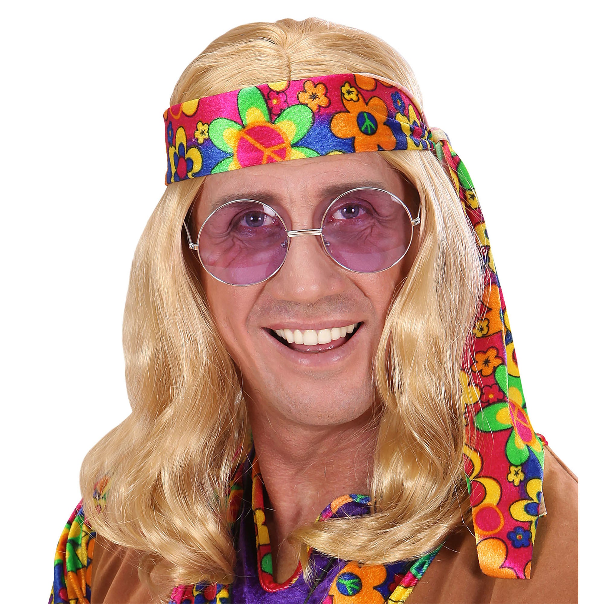 WIDMANN - Blonde hippie feestpruik voor volwassenen