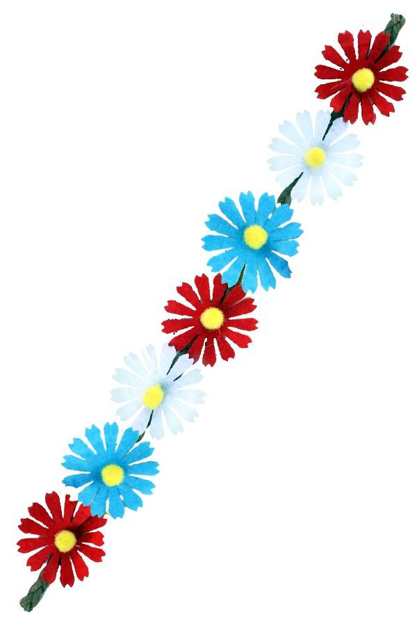 Hoofdband - Bloemen - Rood, wit, blauw