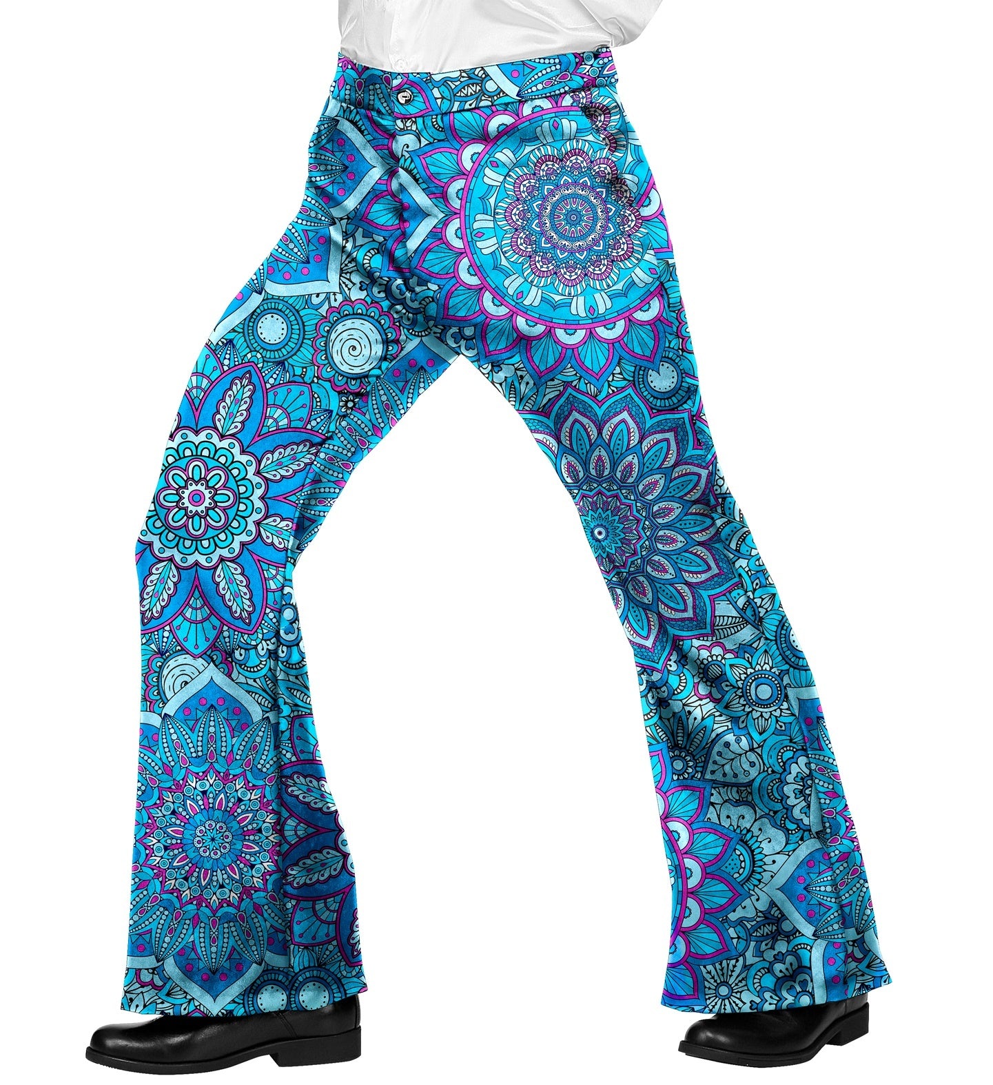 Mooie jaren 70 broek mandala blauw heren