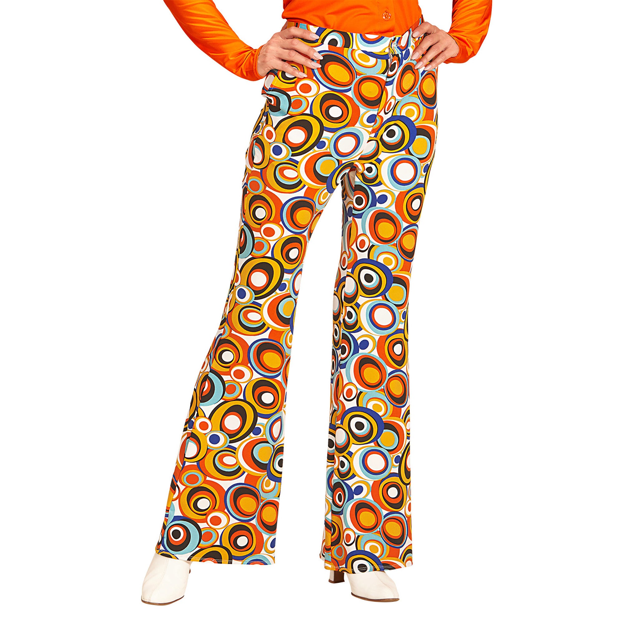 Jaren 70 disco broek Groovy cirkels