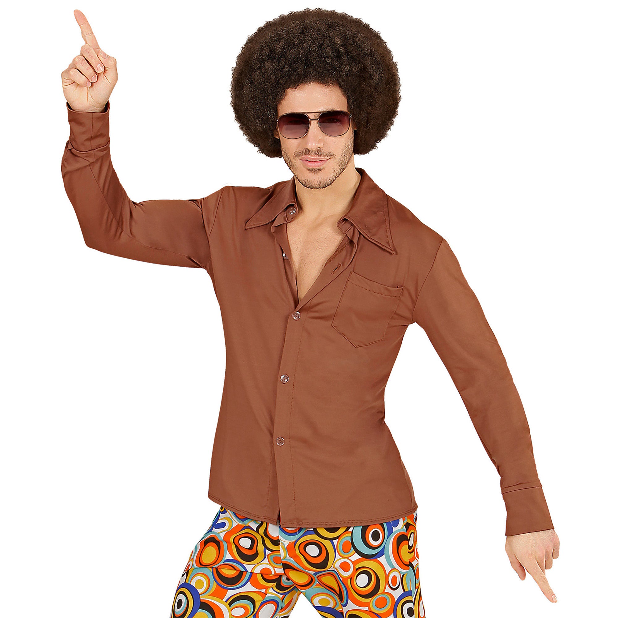 Groovy 70'S Heren Shirt Bruin | S/M