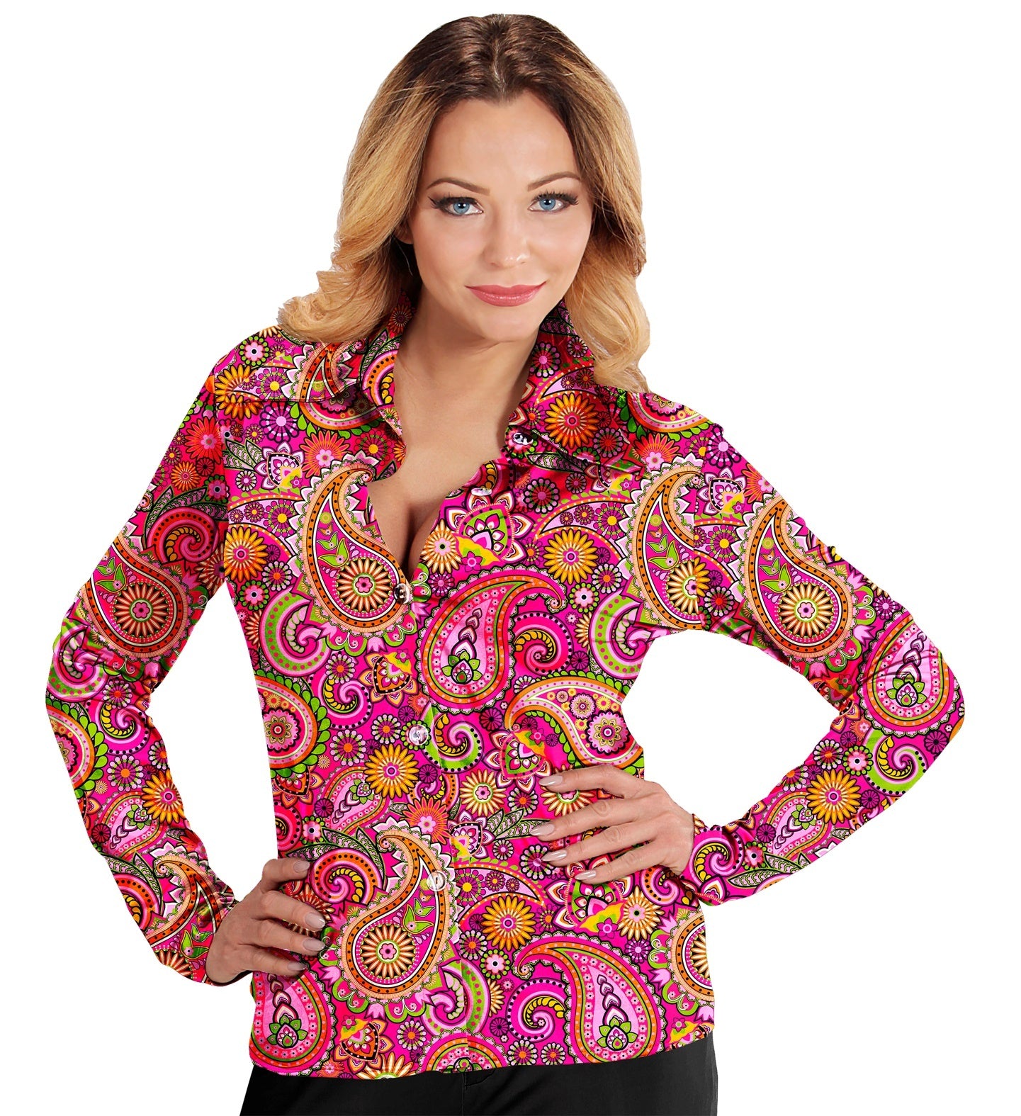 Mooi jaren 70 shirt paisley dames