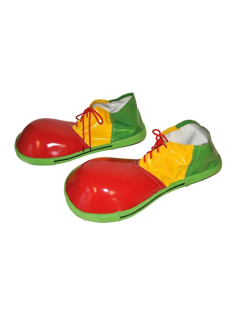 Mooie clown- schoenen in de kleuren rood met geel en groen