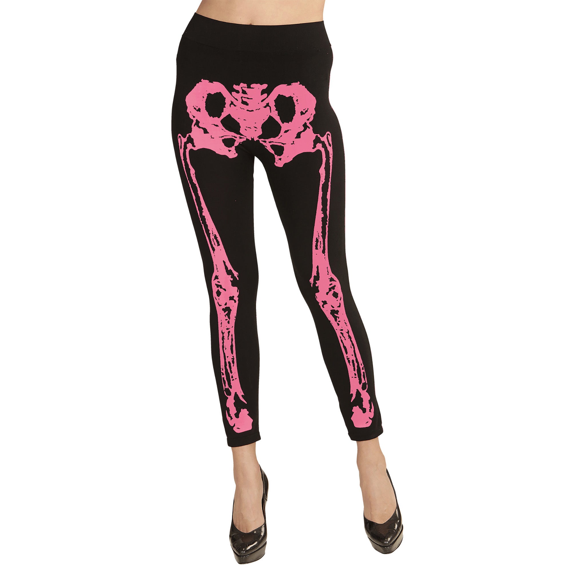 WIDMANN - Fluo roze skelet legging voor vrouwen - S/M