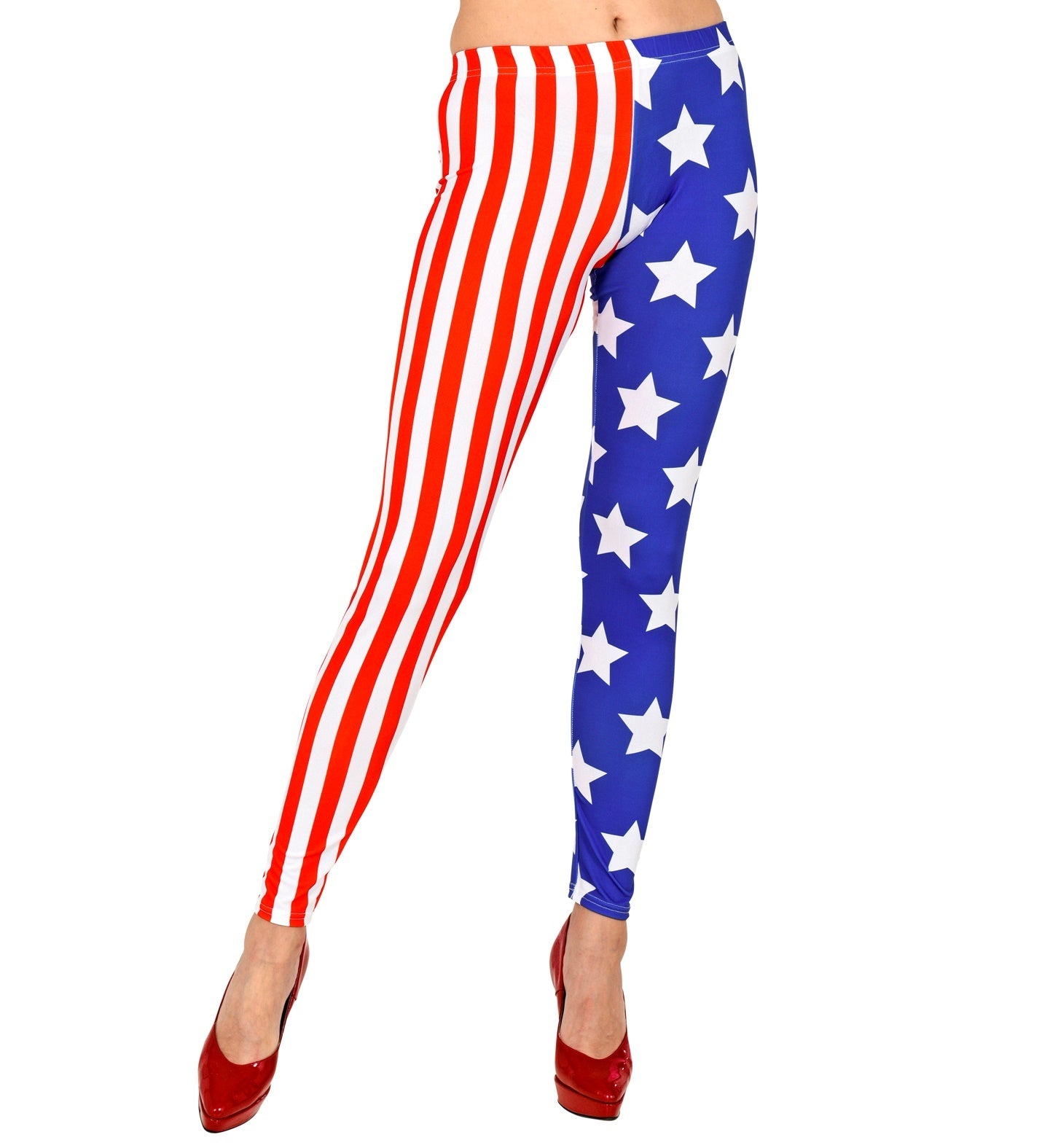 Widmann - Landen Thema Kostuum - Legging Born In The USA - Vrouw - blauw,rood,wit / beige - Large / XL - Carnavalskleding - Verkleedkleding