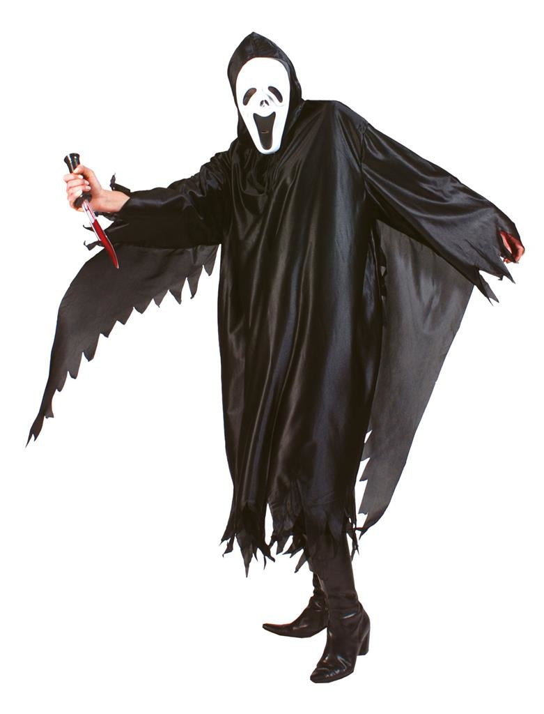 Halloween Scream verkleed cape/gewaad met kap - Spook/geest - zwart - Voor volwassenen