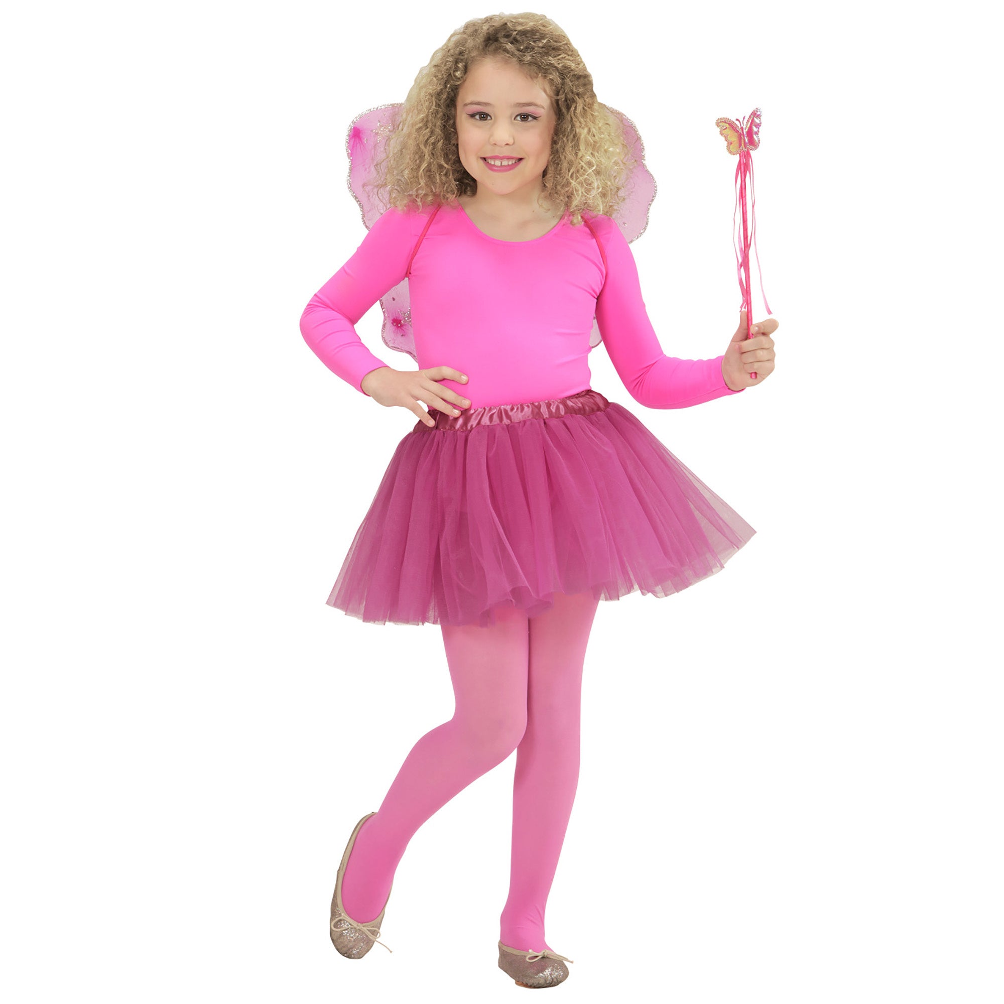 Widmann -Verkleedset Magische Fee Donker Roze - roze - Carnavalskleding - Verkleedkleding