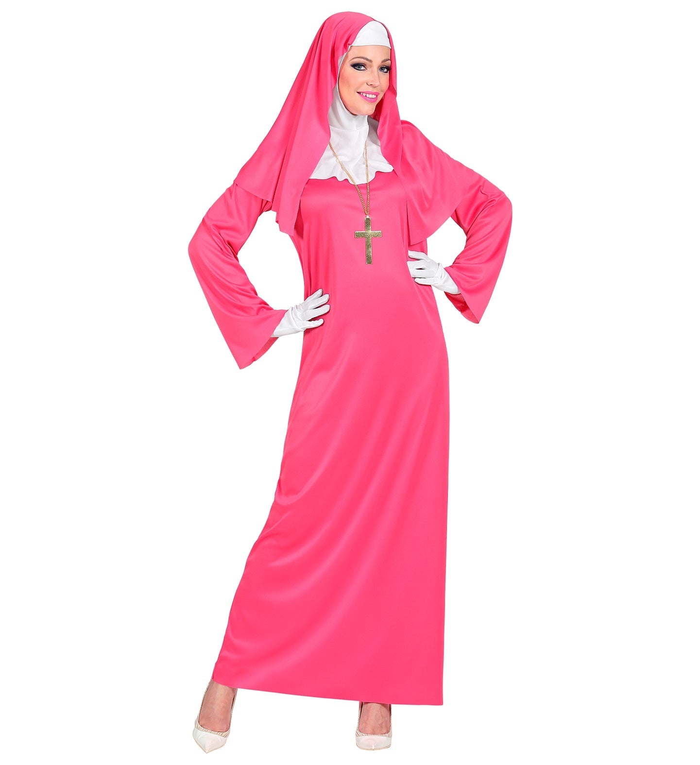 Widmann - Non Kostuum - Hippe Spraakmakende Non Roze - Vrouw - roze - XL - Carnavalskleding - Verkleedkleding