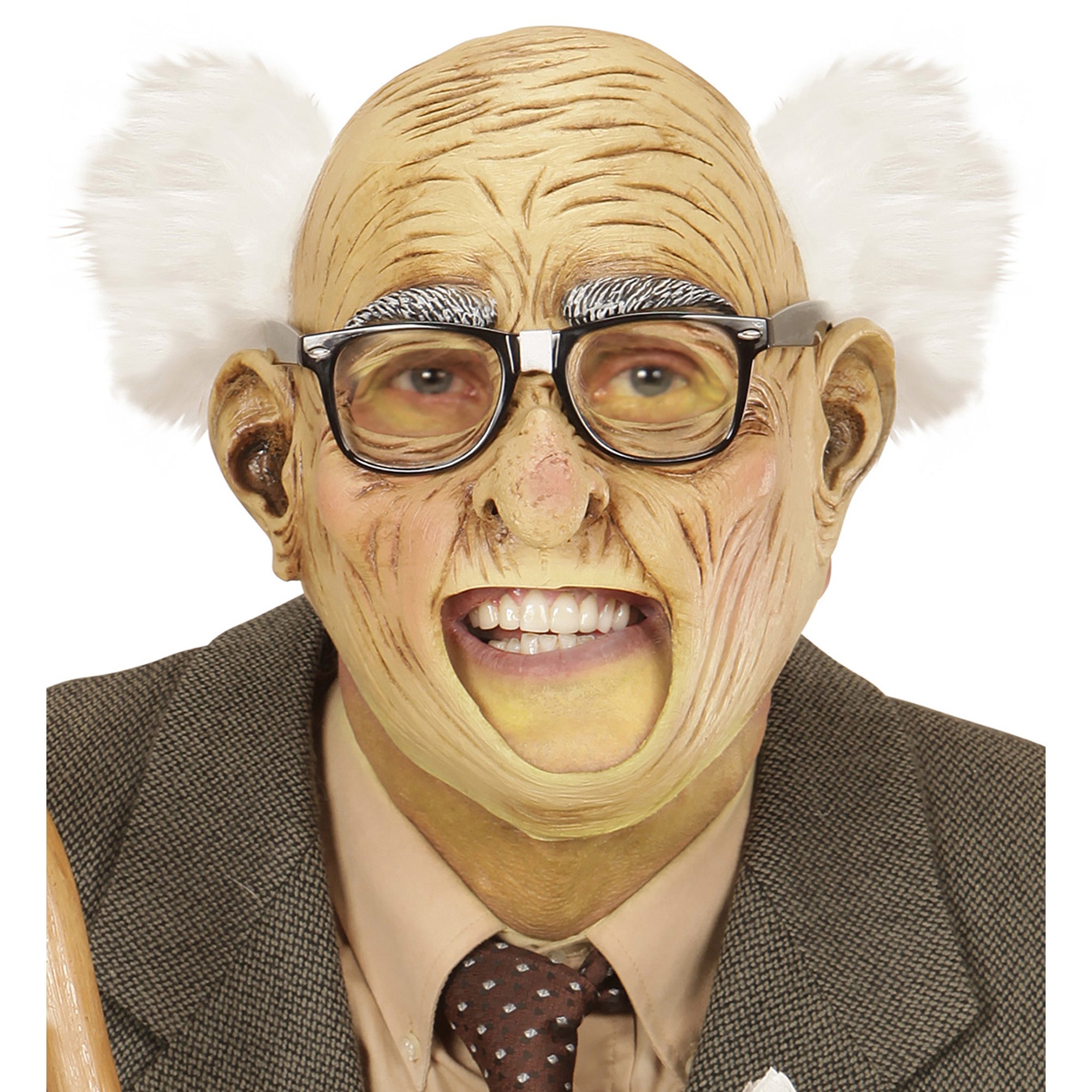 Widmann - Bejaard Kostuum - Lieve Opa Masker Opa Met Haar, Open Mond - huidskleur - Carnavalskleding - Verkleedkleding