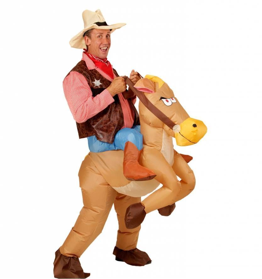 Opblaasbaar cowboy op paard kostuum  - Verkleedkleding - One size