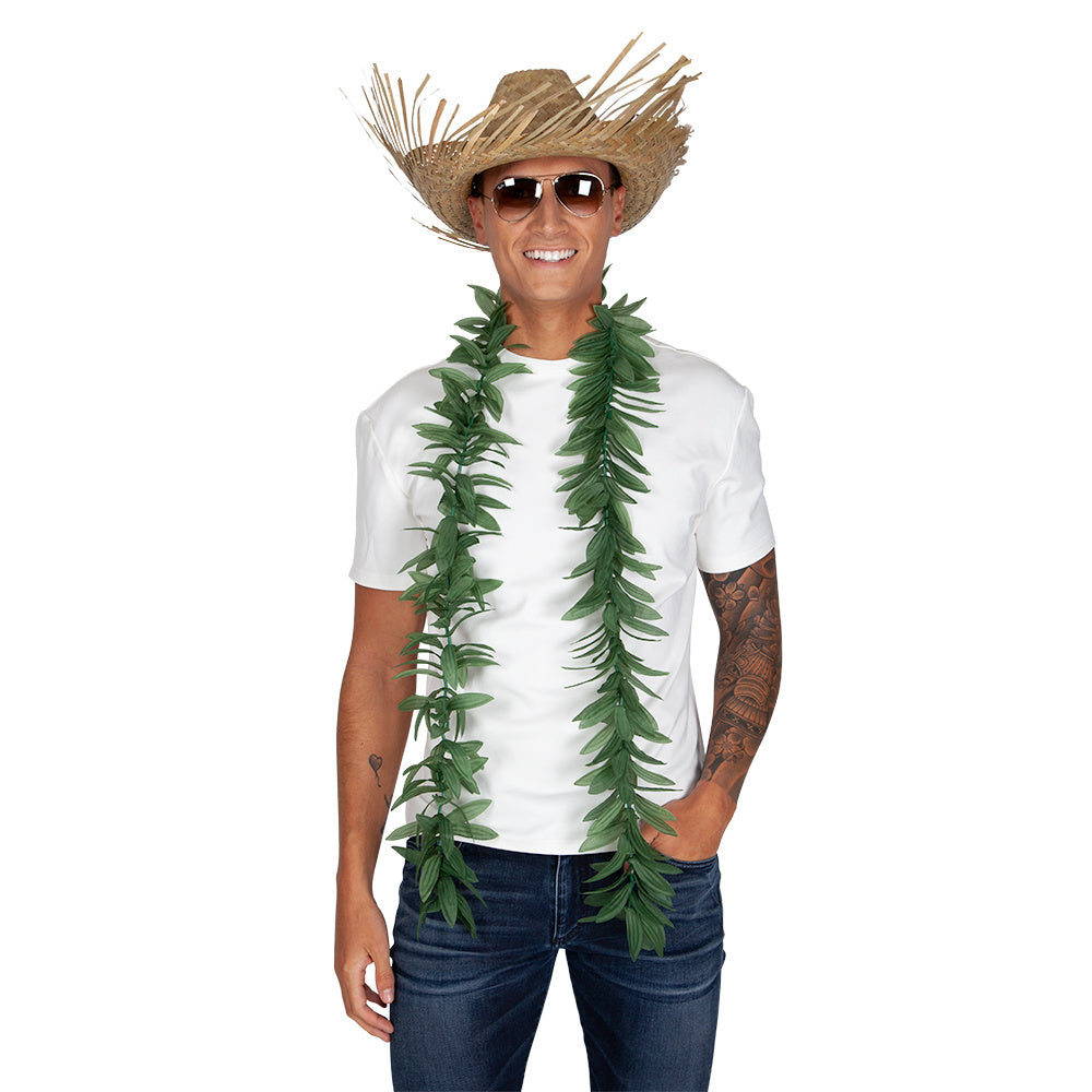 Mooie open Hawaii slinger met groene blaadjes