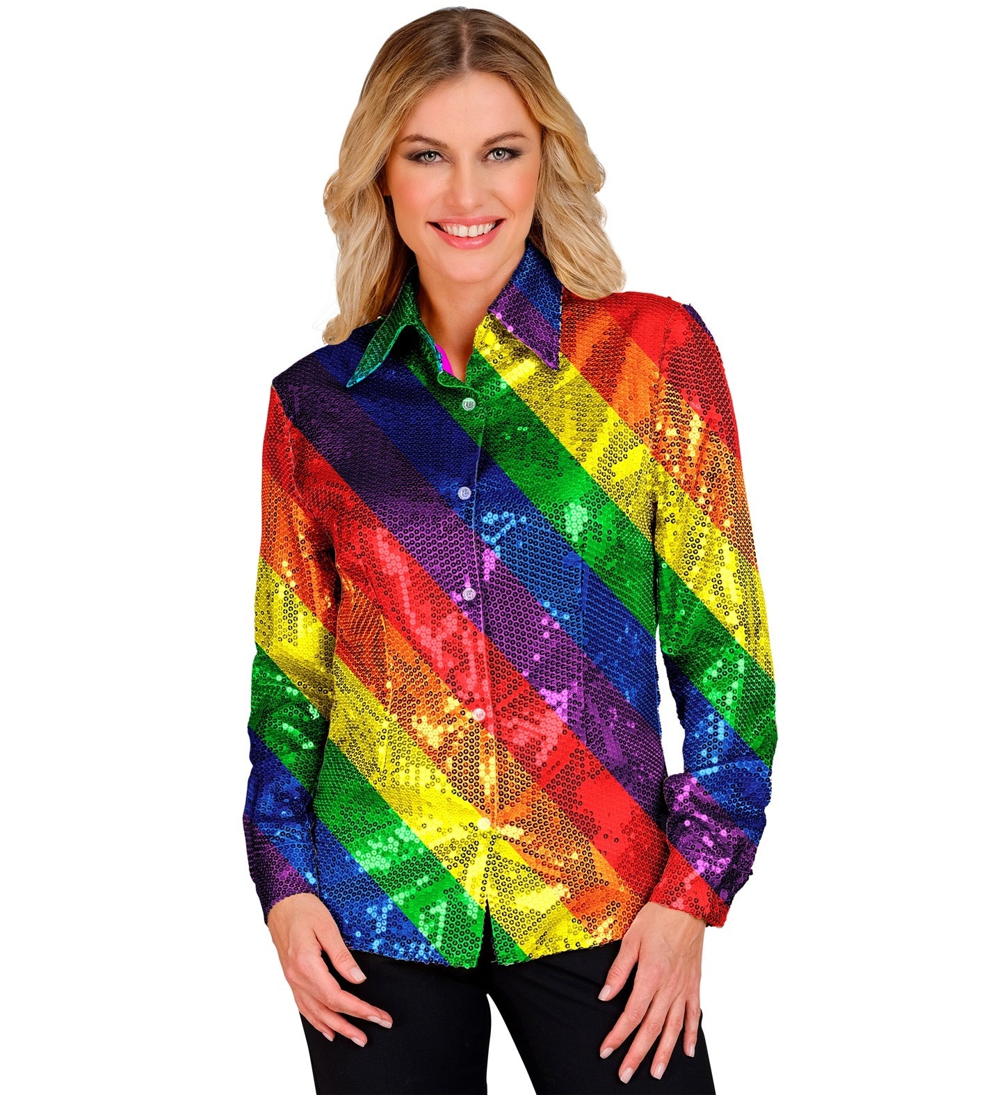 Paillettenshirt dames Lisa regenboog voor de pride