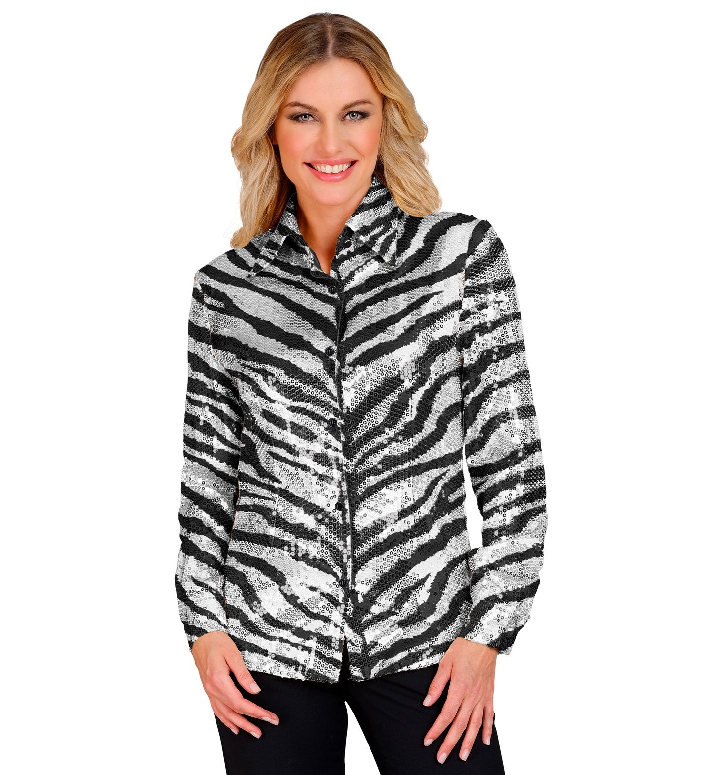 Zebra paillettenshirt dames