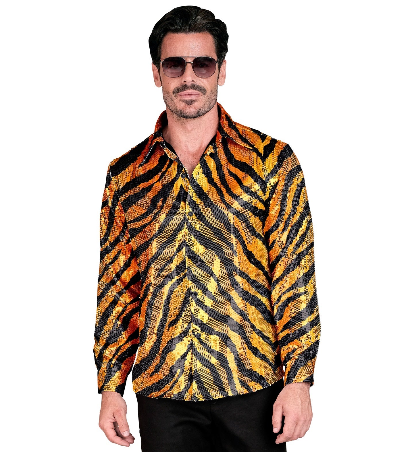 Leuk paillettenshirt heren tijger print