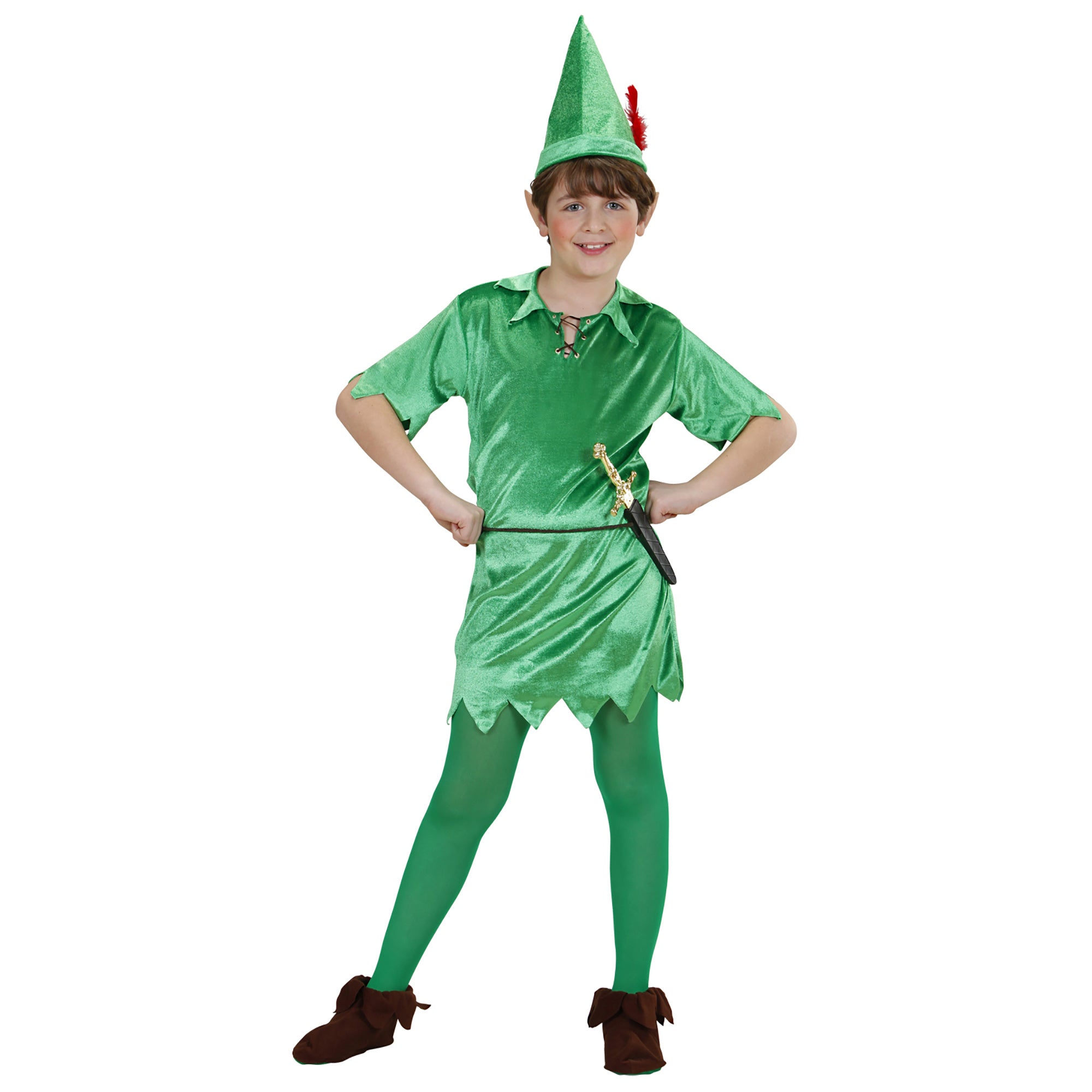 Widmann - Peter Pan Kostuum - Peter Pan - Jongen - groen - Maat 158 - Carnavalskleding - Verkleedkleding