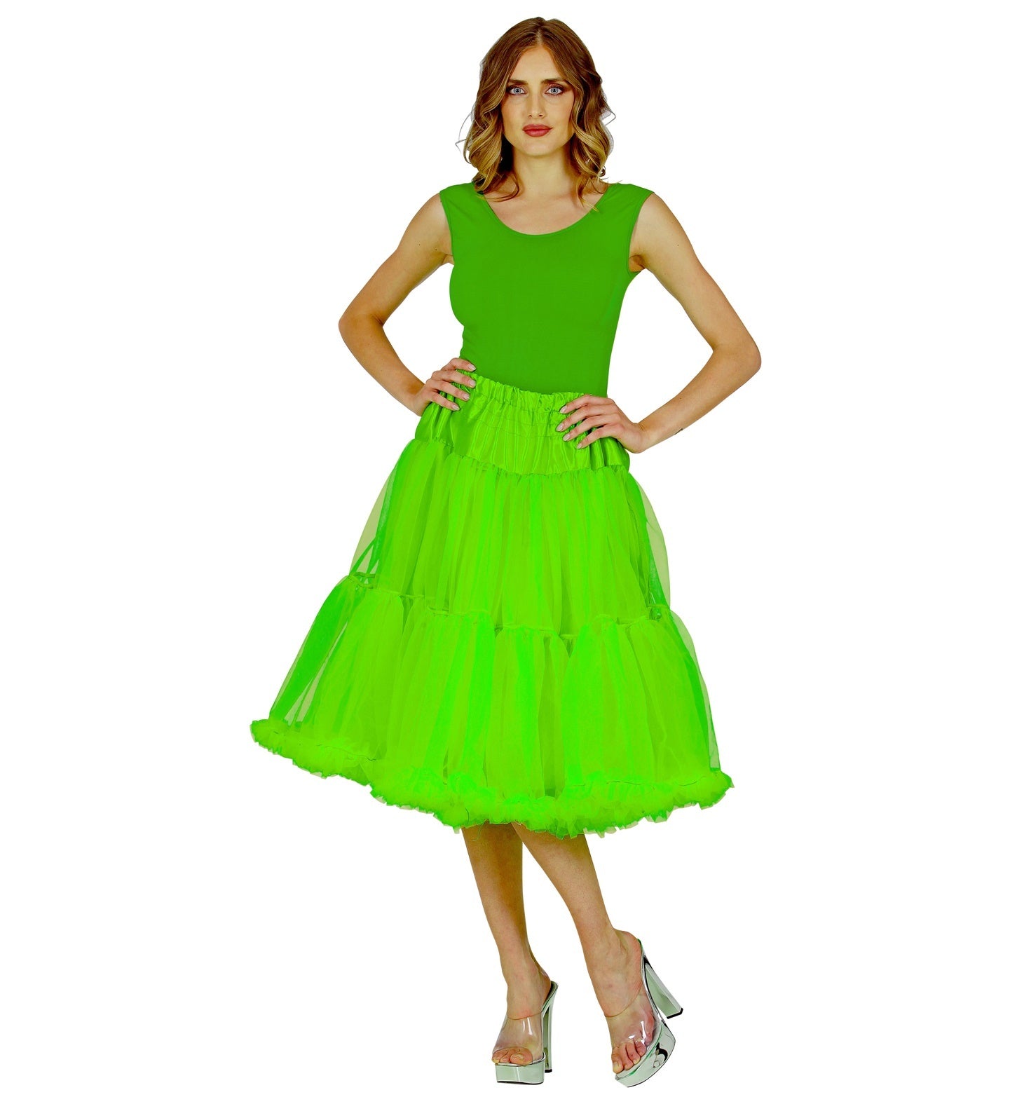 Widmann - Elfen Feeen & Fantasy Kostuum - Knielange Tulle Rok Petticoat 65 Centimeter Groen Vrouw - groen - One Size - Halloween - Verkleedkleding