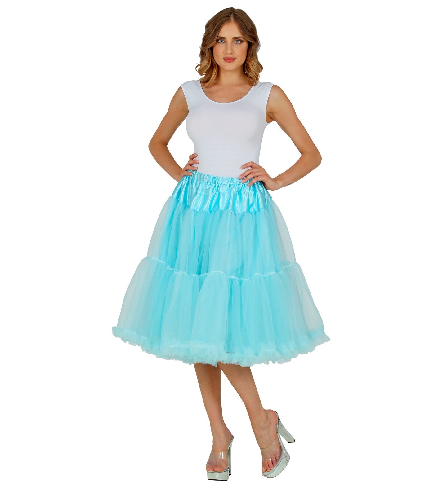 Widmann - Elfen Feeen & Fantasy Kostuum - Knielange Tulle Rok Petticoat 65 Centimeter Lichtblauw Vrouw - blauw - One Size - Carnavalskleding - Verkleedkleding