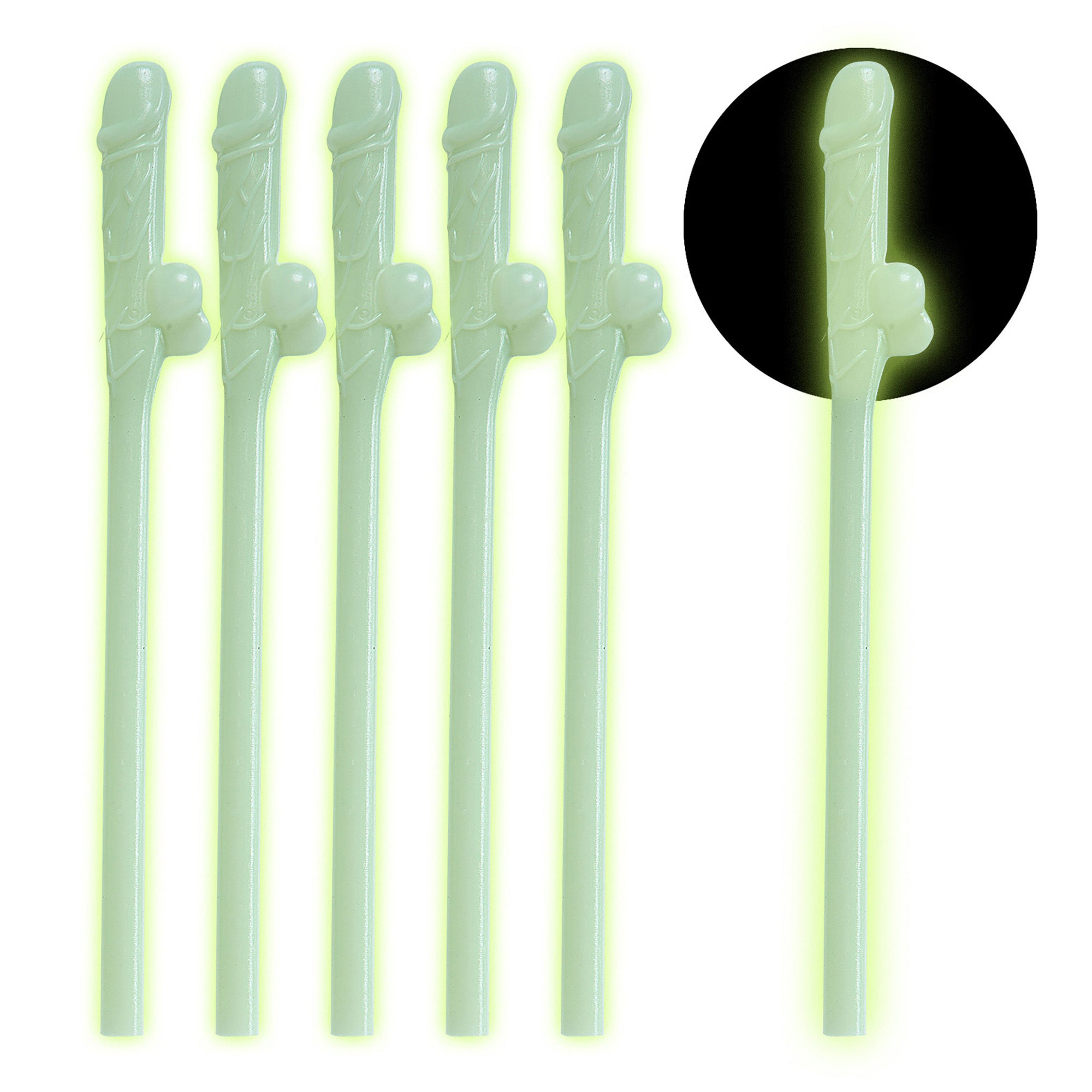 Party-rietjes: Piemel limonade rietje glow in the dark 6 stuks