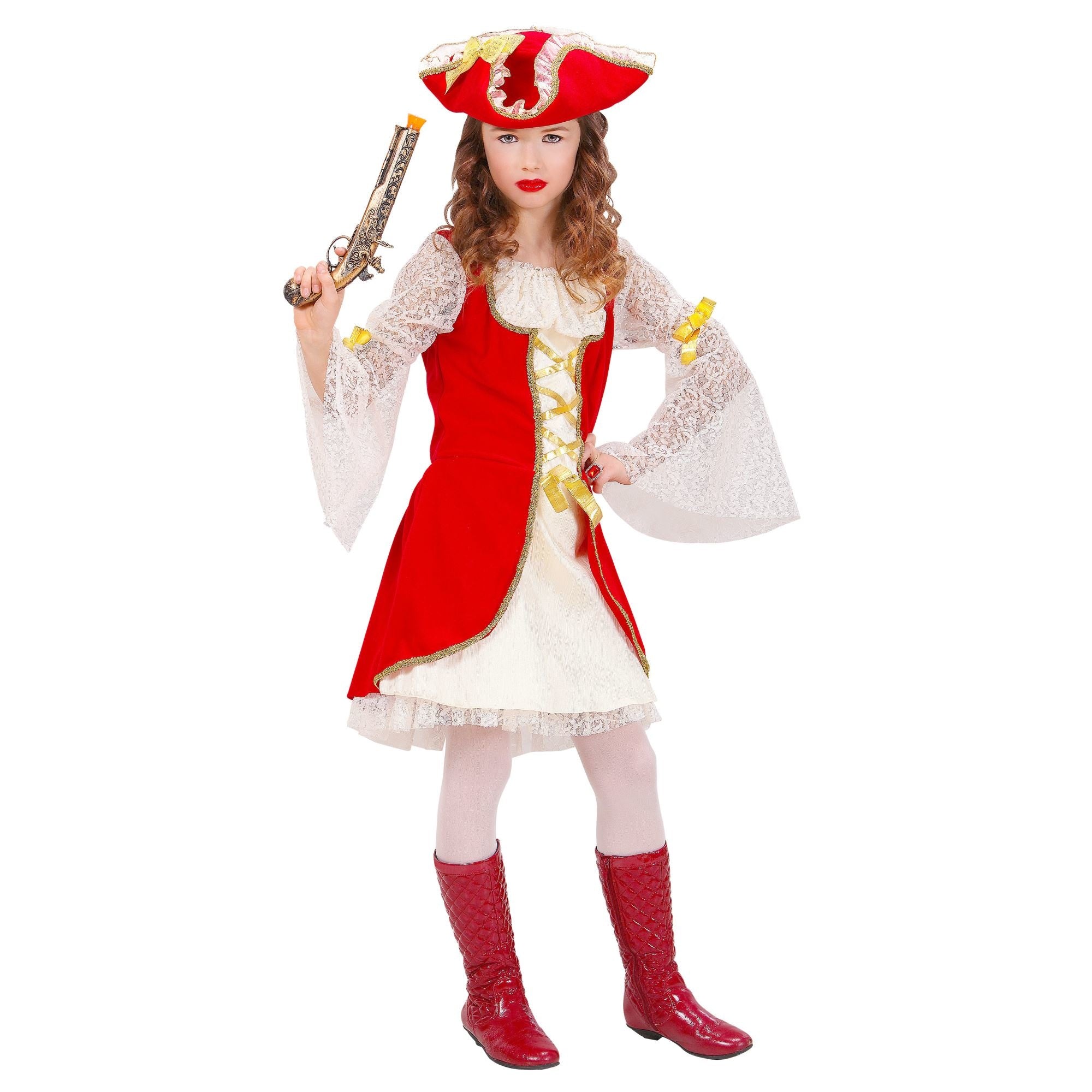 Widmann - Piraat & Viking Kostuum - Officieel Piratenkapitein - Meisje - rood - Maat 158 - Carnavalskleding - Verkleedkleding