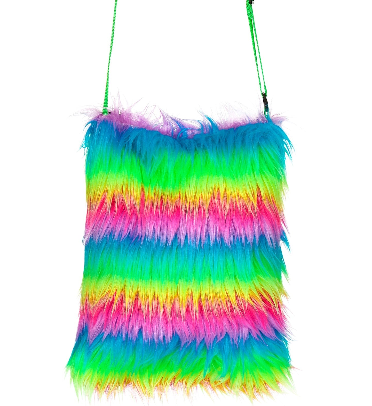 Regenboog neon pluche tas | Neon verkleed accessoire 80's