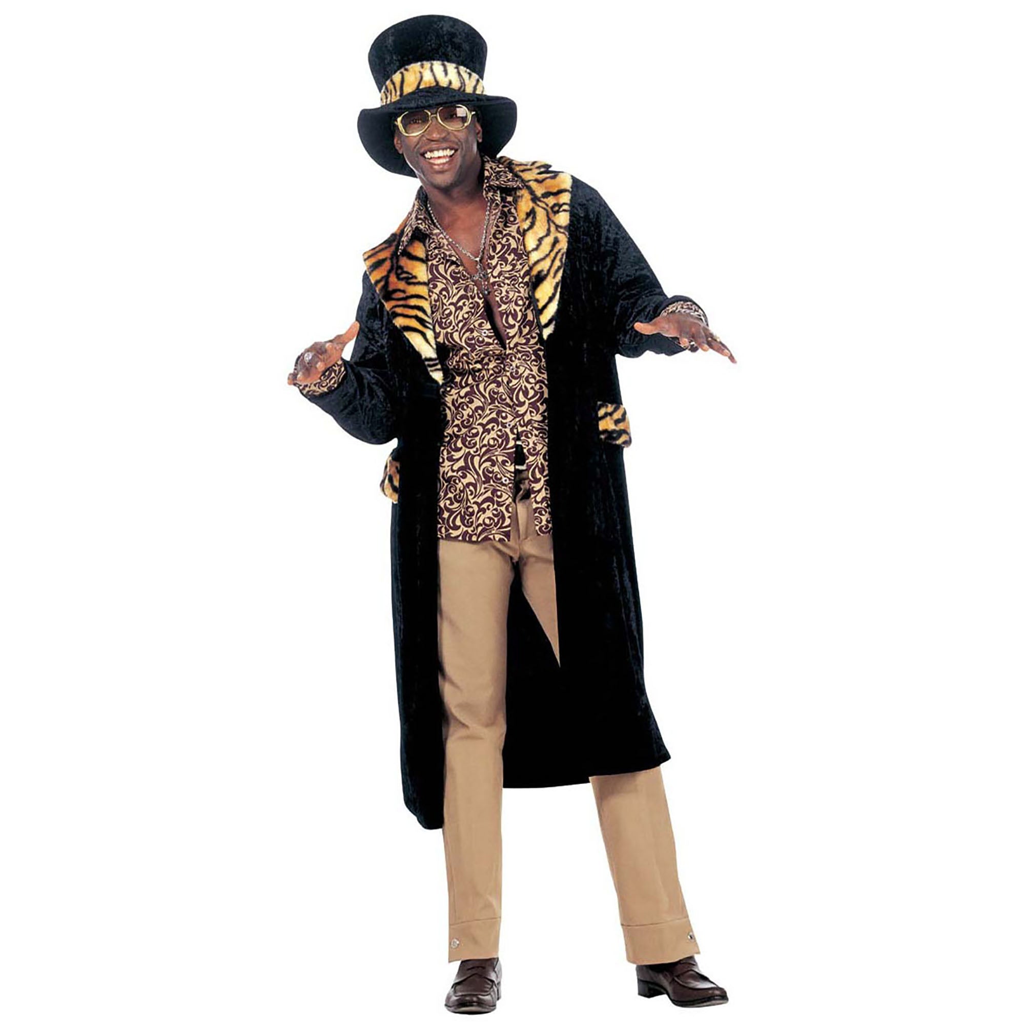 Widmann - Pooier Kostuum - Big Daddy, Fluweel King Of Pimps Kostuum Man - zwart - XL - Carnavalskleding - Verkleedkleding