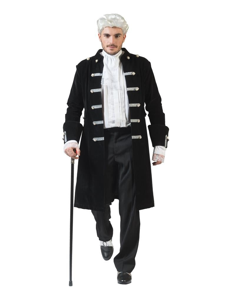 Funny Fashion - Middeleeuwen & Renaissance Kostuum - Luxe Markies Snob De France - zwart - Maat 52-54 - Halloween - Verkleedkleding