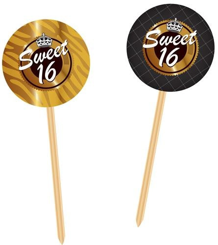 Prikkers Sweet 16 Goud/Zwart - 20 Stuks