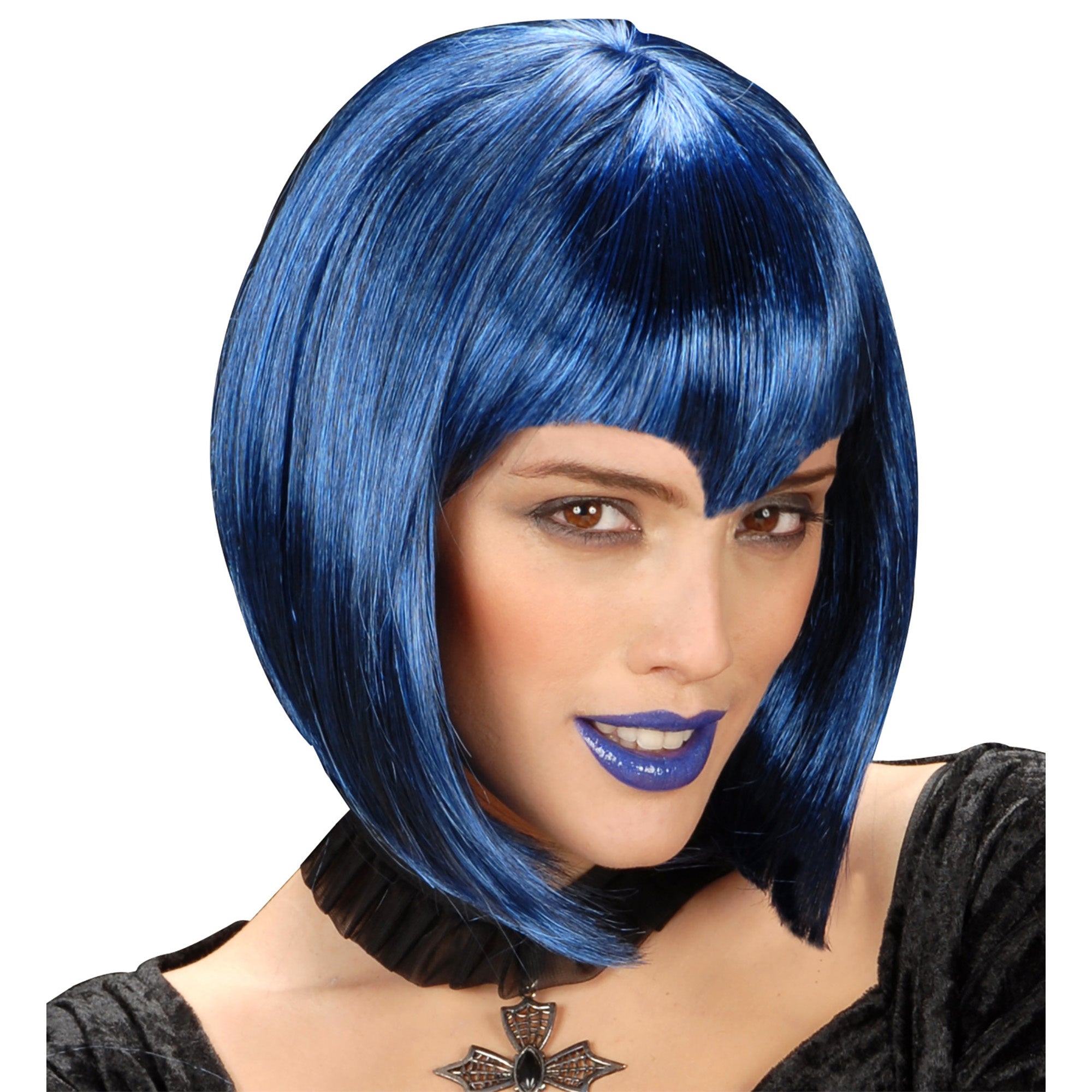 pruik gothic vamp blauw