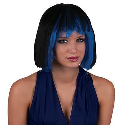 Funny Fashion Heksenpruik kort haar - zwart/blauw - dames - Halloween/carnaval