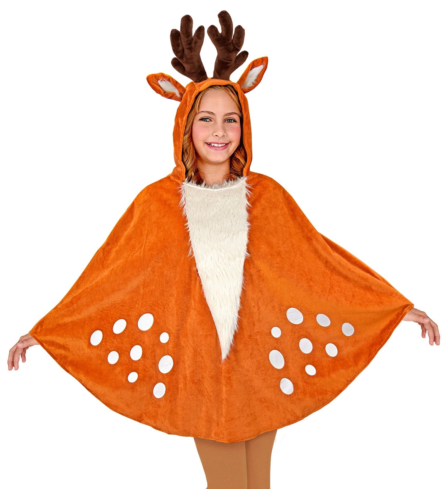 Widmann - Hert & Rendier & Rudolf Kostuum - Reinier Het Rendier Kind Poncho Kind - oranje - One Size - Kerst - Verkleedkleding