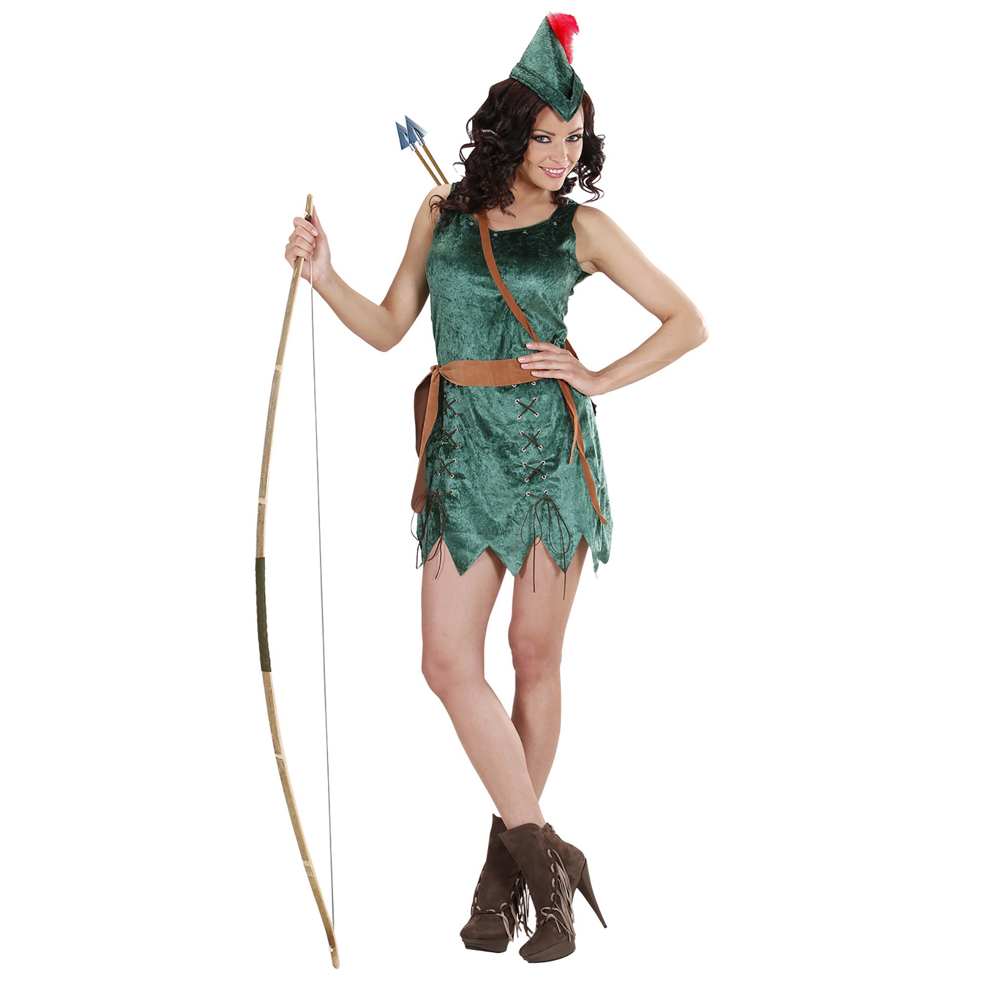 Widmann - Robin Hood Kostuum - Robin Hood Meisje - Vrouw - groen - Medium - Carnavalskleding - Verkleedkleding