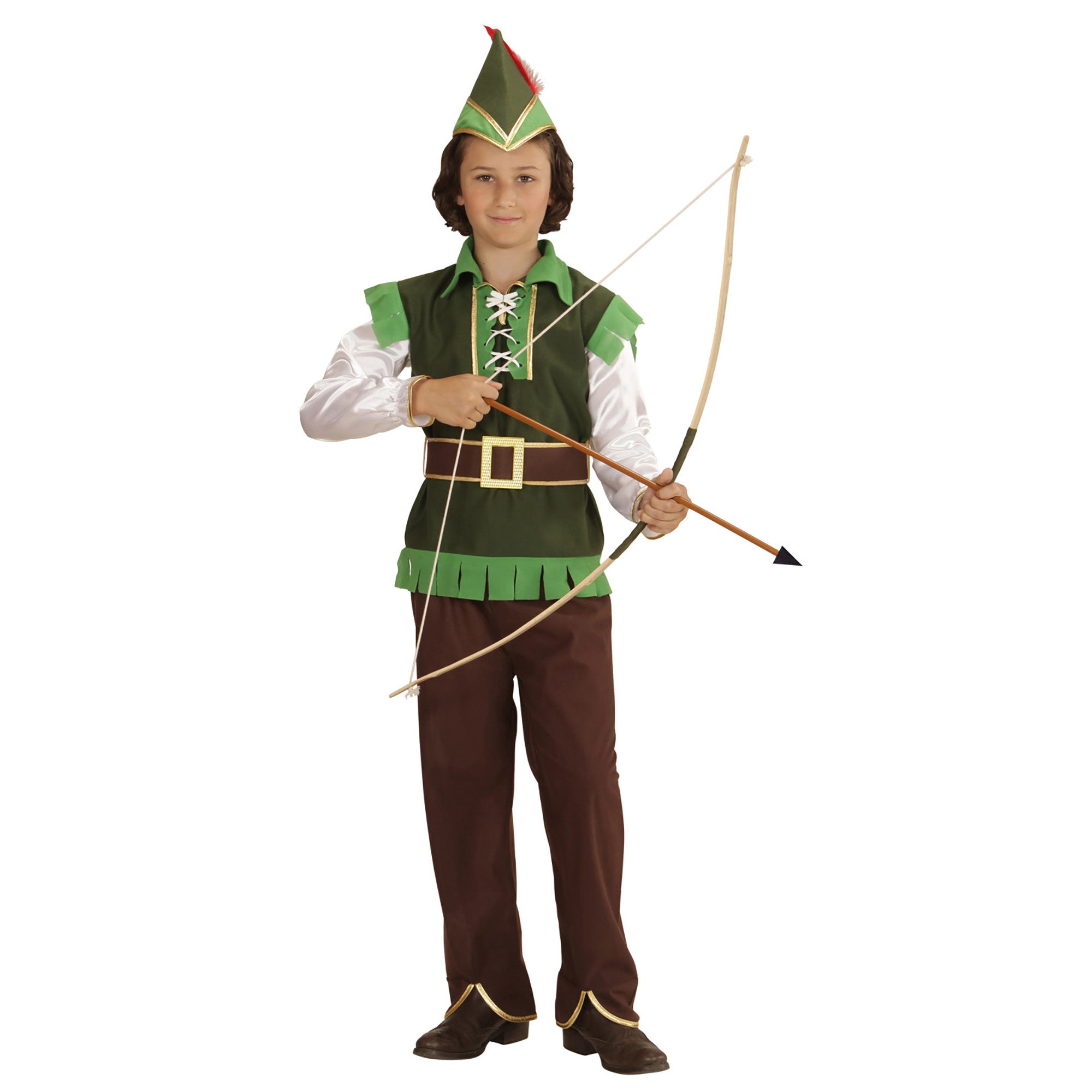 Widmann - Robin Hood Kostuum - Robin Hood Uit Een Sprookje - Jongen - groen - Maat 158 - Carnavalskleding - Verkleedkleding