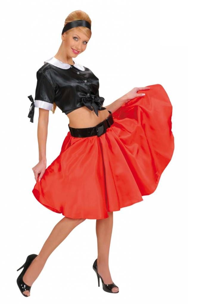 Satijnen Rokje Met Petticoat Rood | One Size