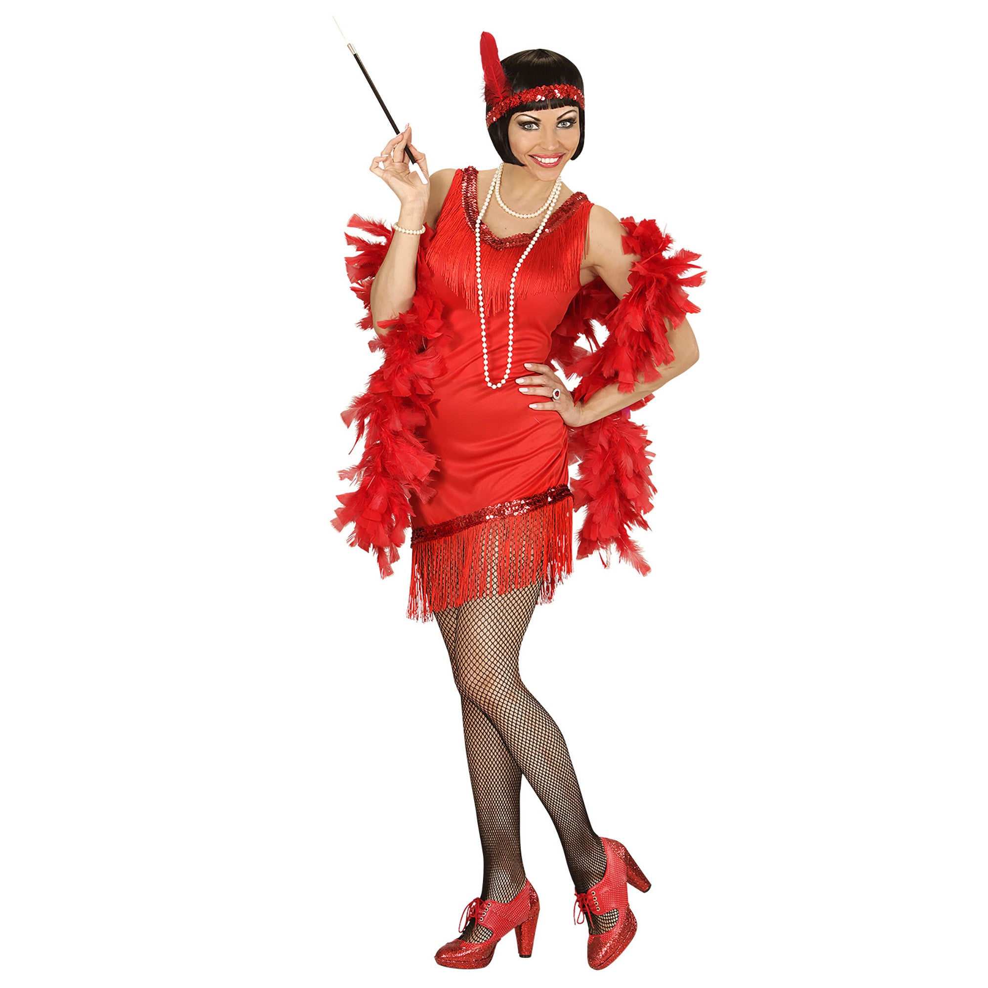 Widmann - Jaren 20 Danseressen Kostuum - Detroit Flapper Rood - Vrouw - rood - Small - Carnavalskleding - Verkleedkleding