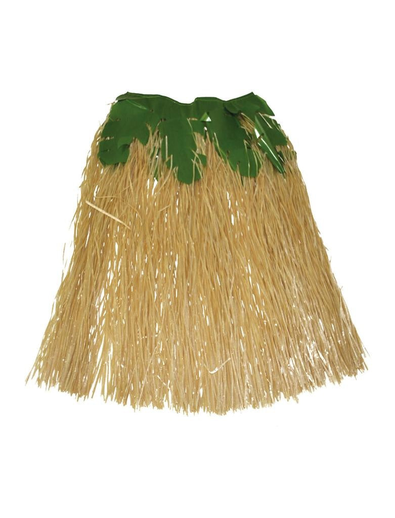 Mooie Hawaii rok in natuur kleur met bladeren 80cm M-L