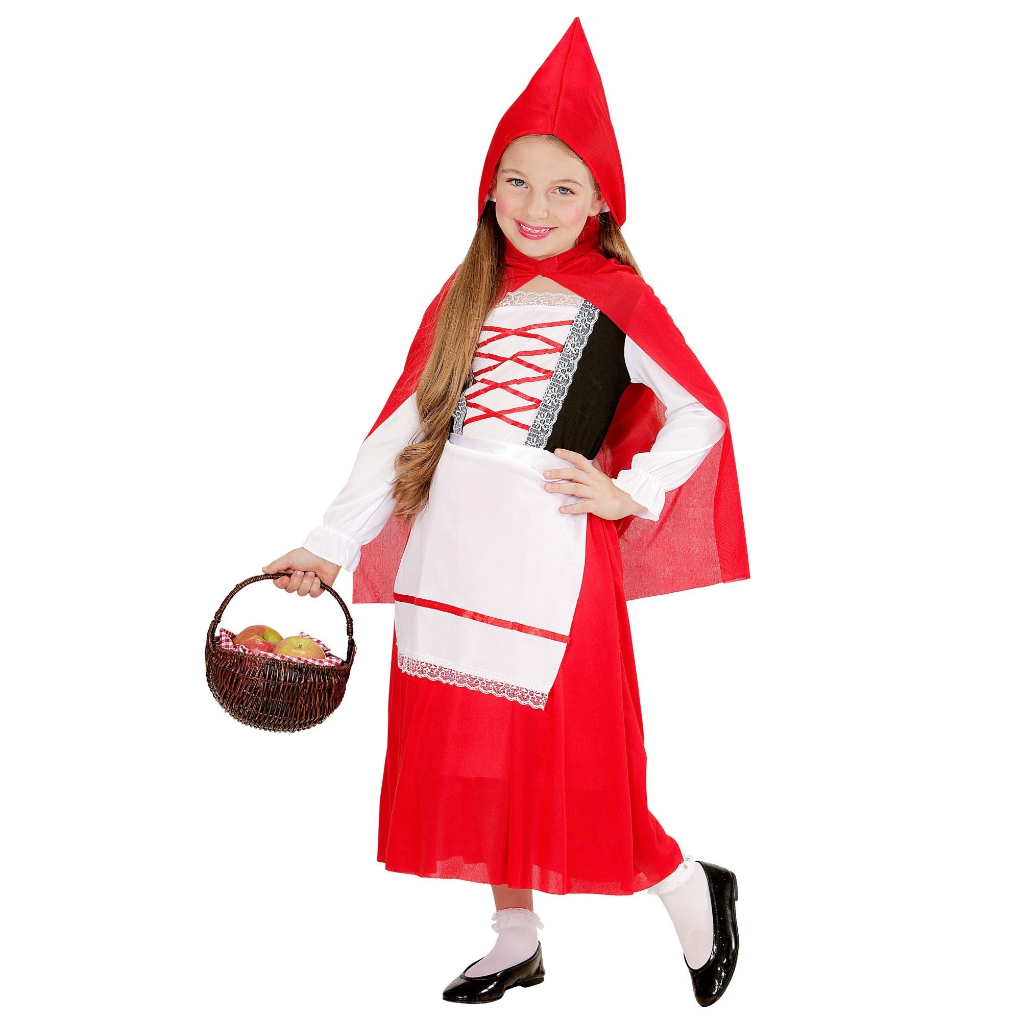 Widmann - Roodkapje Kostuum - Roodkapje Kind Uit Een Sprookje - Meisje - rood - Maat 140 - Carnavalskleding - Verkleedkleding