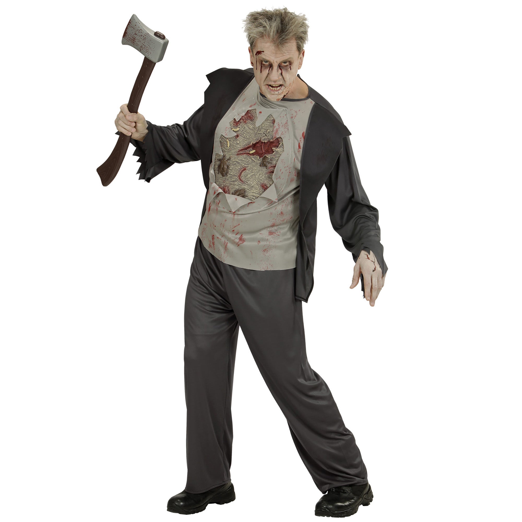 Widmann - Zombie Kostuum - Zombie Mark - Man - grijs - XL - Carnavalskleding - Verkleedkleding