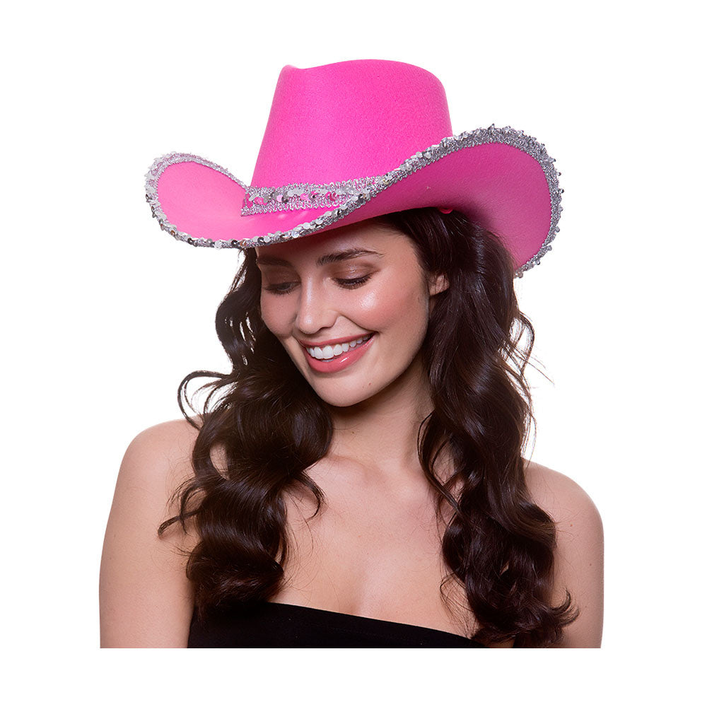 Texaanse roze cowboyhoed met pailletten