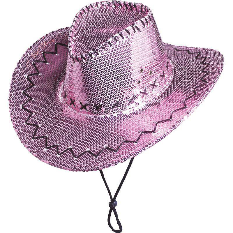 Roze cowboyhoed met pailletten