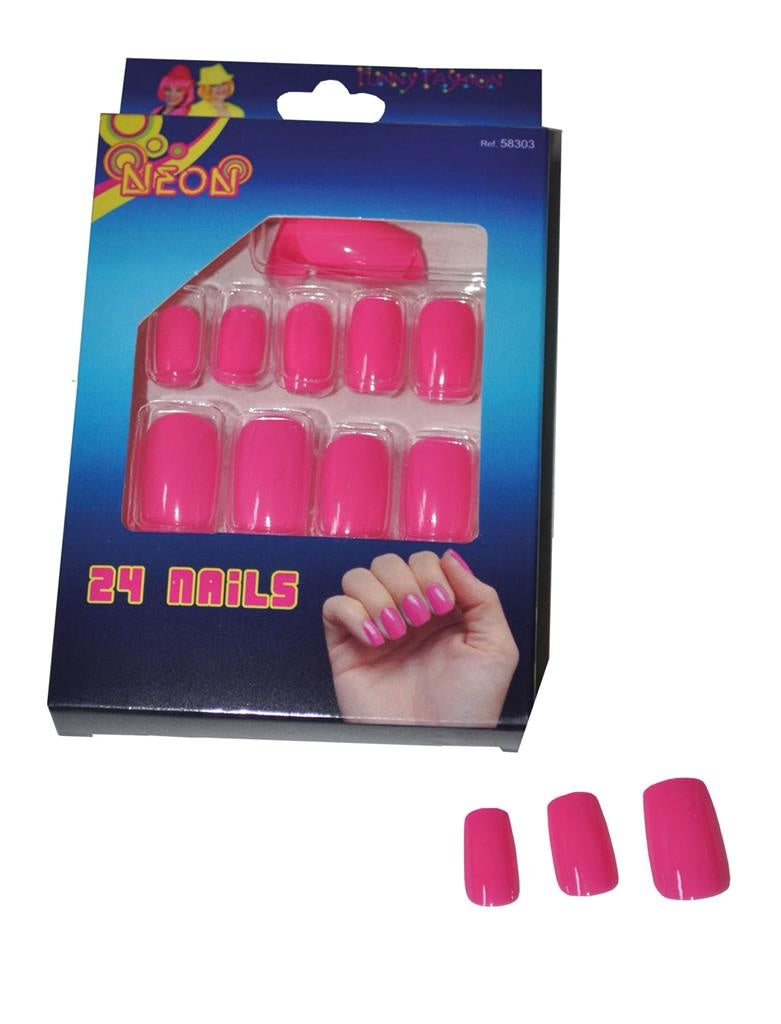 Roze fluor nagels 24st